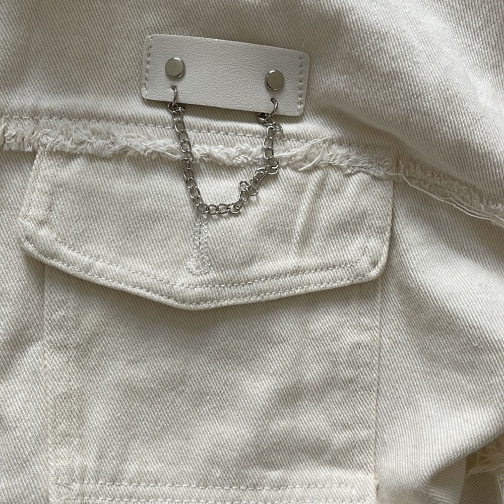 Ivory Denim Distressed Jacket - Picture 6 of 6